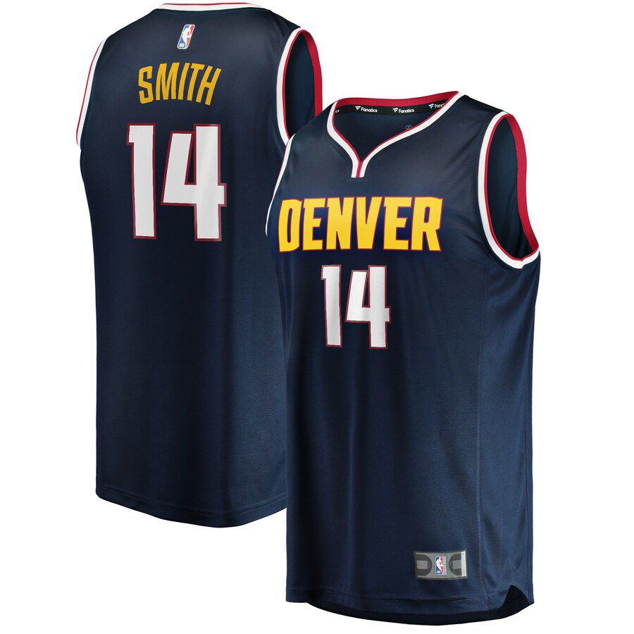 Men Denver Nuggets 14 Ish Smith Fanatics Branded Navy Fast Break Replica NBA Jersey